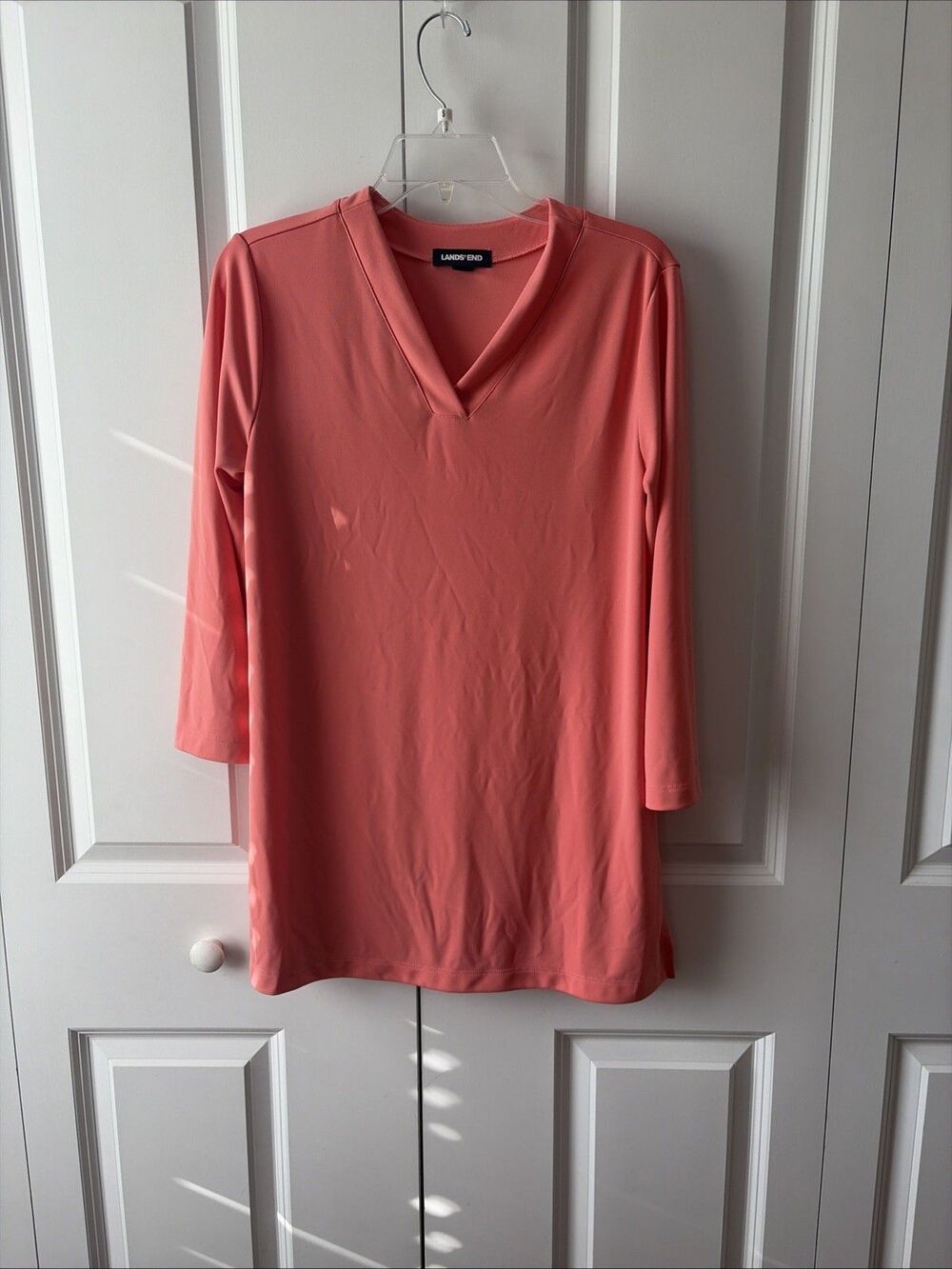 Lands' End Women's 3/4 Sleeve V-Neck Tunic Fresh Coral Size Small